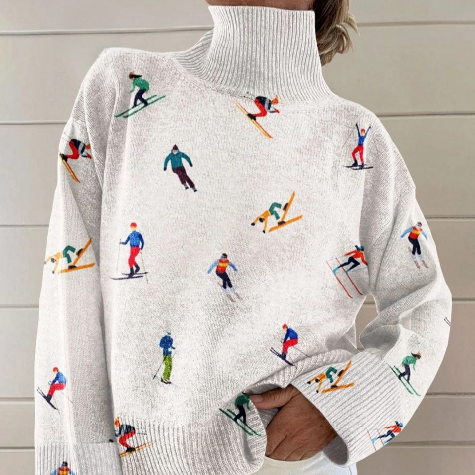 Women's Christmas Women's Printed Wear Turtleneck Sweater