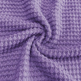 Plus Size Women's Casual V-Neck Pineapple Texture Knit Top Solid Color Long Sleeve Breathable Pullover For Spring Fall