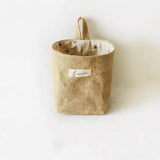 Cotton And Linen Creative Storage Hanging Bag Wall Behind The Door Desktop Debris Jute Storage Bag