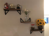 Wall Mounted Floating Shelf Wall Mounted Country Style Wooden Wall Frame 3-Piece Triangular Iron Frame