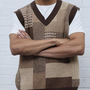 Men's Casual Collar Knitted Vest Geometric Pattern Sleeveless