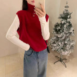 Versatile Artistic Mesh Sleeveless Knitted Vest