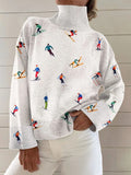 Women's Christmas Women's Printed Wear Turtleneck Sweater