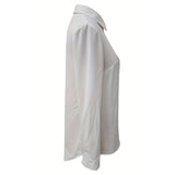 Plus Size Women's Casual Solid Color Lapel Long Sleeve Shirt Spring Autumn Comfort Full Button Office Blouse