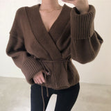 Autumn And Winter Lazy Wind Net Infrared Wear V-neck Knitted Cardigan Sweater