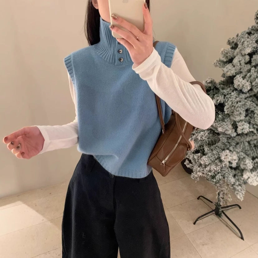 Versatile Artistic Mesh Sleeveless Knitted Vest