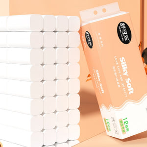 Wood Pulp Coreless 12 Rolls Household Sanitary Roll Paper
