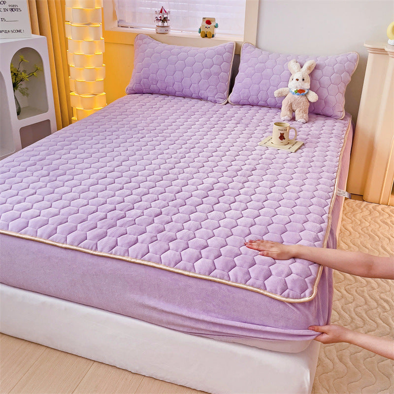 Three-dimensional Jacquard Quilted Fitted Sheet Tatami Milk Velvet Pad