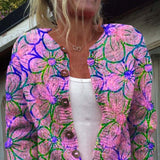 3D Floral Print European And American Knitted Coat Fashion Women's Wear