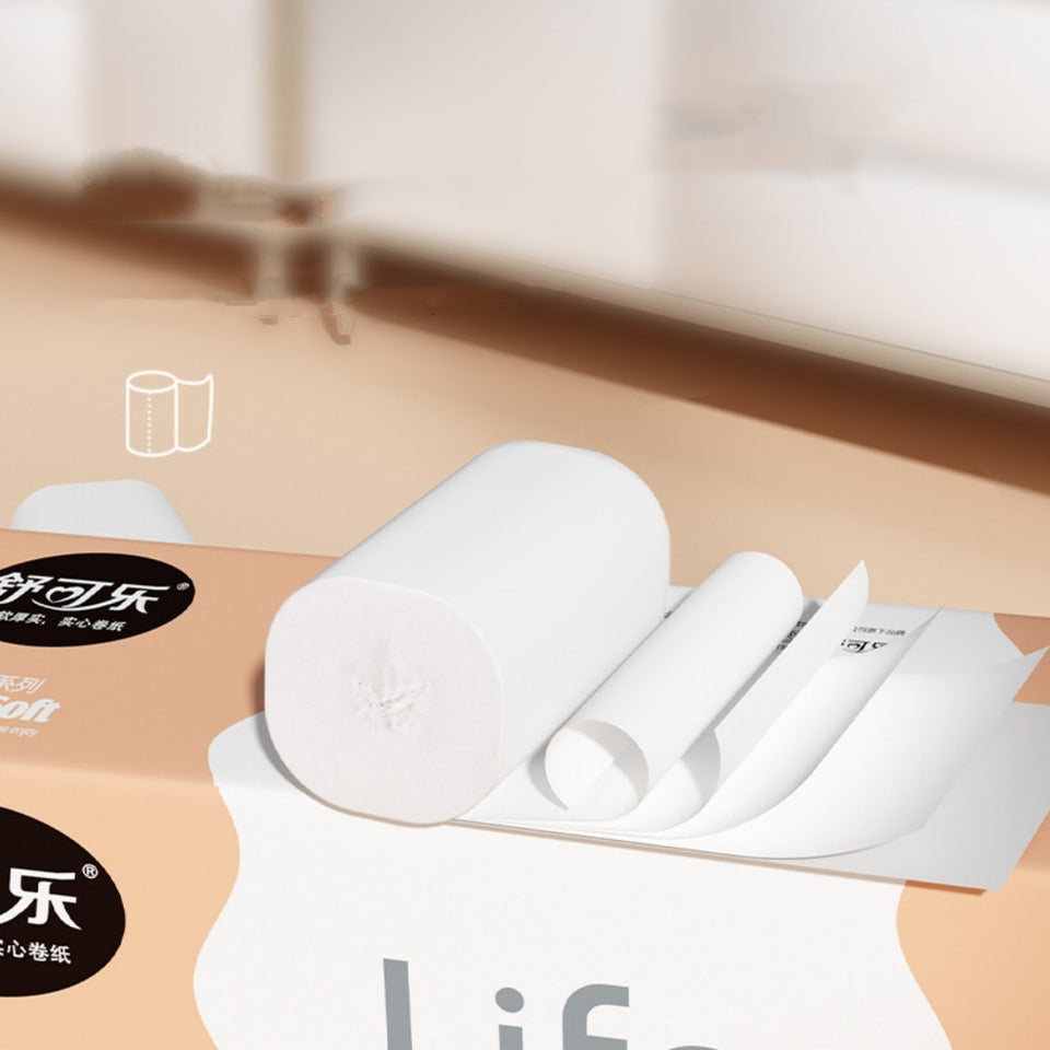 Wood Pulp Coreless 12 Rolls Household Sanitary Roll Paper