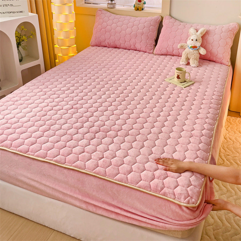 Three-dimensional Jacquard Quilted Fitted Sheet Tatami Milk Velvet Pad