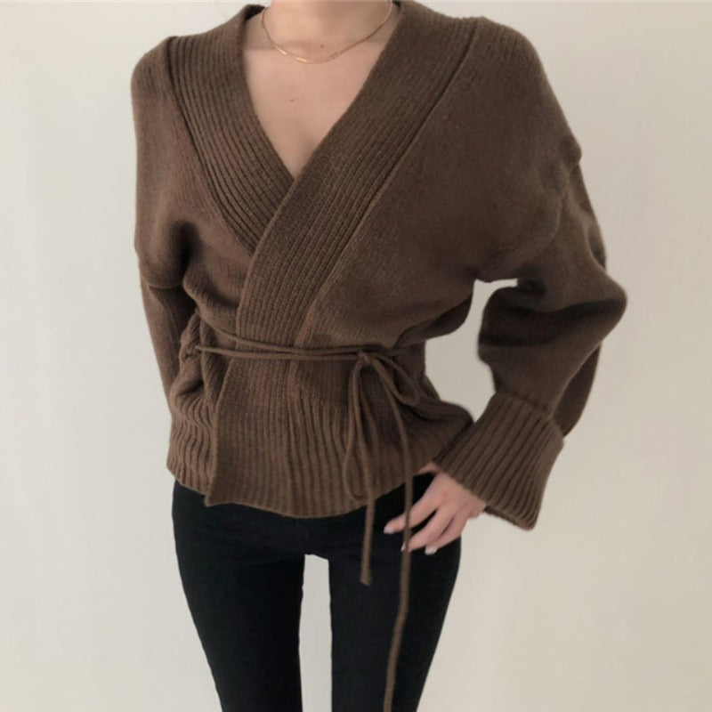 Autumn And Winter Lazy Wind Net Infrared Wear V-neck Knitted Cardigan Sweater