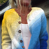 3D Floral Print European And American Knitted Coat Fashion Women's Wear