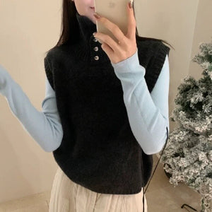 Versatile Artistic Mesh Sleeveless Knitted Vest