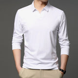 Men's Solid Color Shirt Casual Cotton Lapel Long Sleeve Top