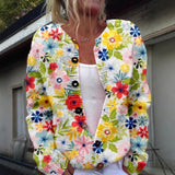 3D Floral Print European And American Knitted Coat Fashion Women's Wear