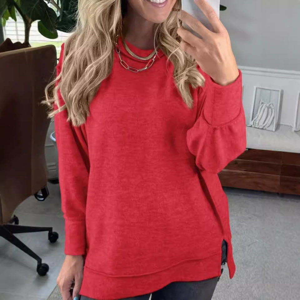 Women's Casual Round Neck Long Sleeve Pullover Hoodie All-matching