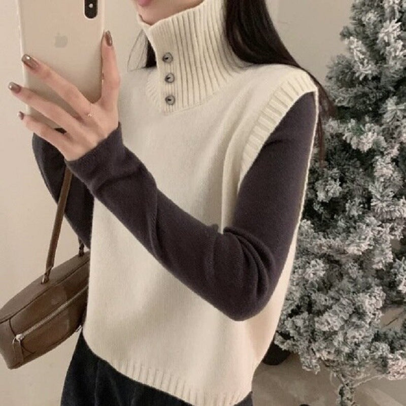 Versatile Artistic Mesh Sleeveless Knitted Vest