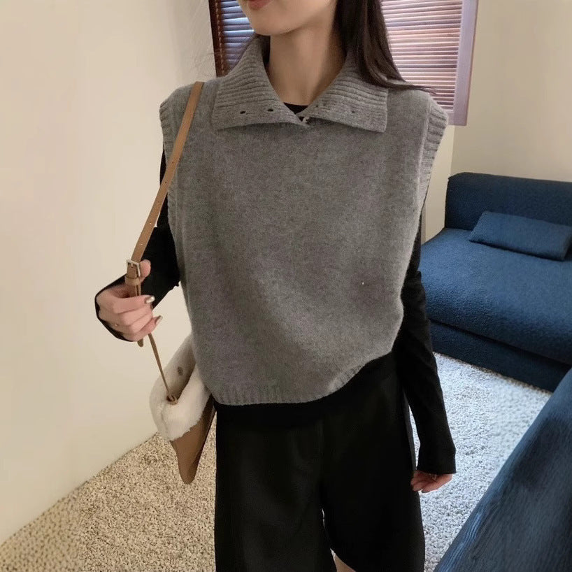 Versatile Artistic Mesh Sleeveless Knitted Vest