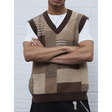 Men's Casual Collar Knitted Vest Geometric Pattern Sleeveless