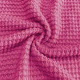 Plus Size Women's Casual V-Neck Pineapple Texture Knit Top Solid Color Long Sleeve Breathable Pullover For Spring Fall