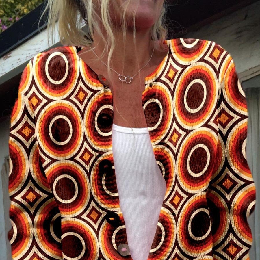 3D Floral Print European And American Knitted Coat Fashion Women's Wear