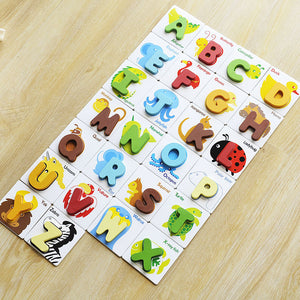 Building block alphabet puzzle toy