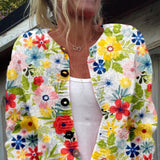 3D Floral Print European And American Knitted Coat Fashion Women's Wear