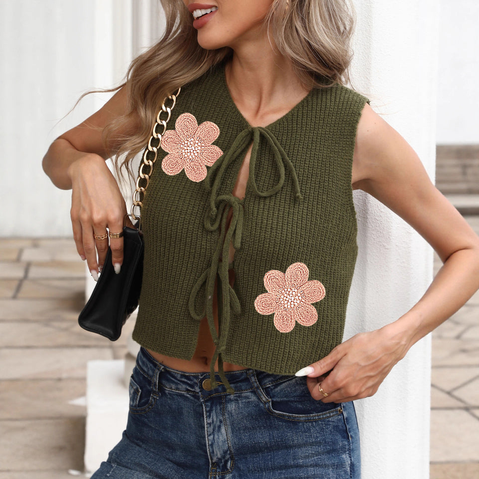 Ladies' Vest Small Coat Lace-up Bow Lace-up Cardigan