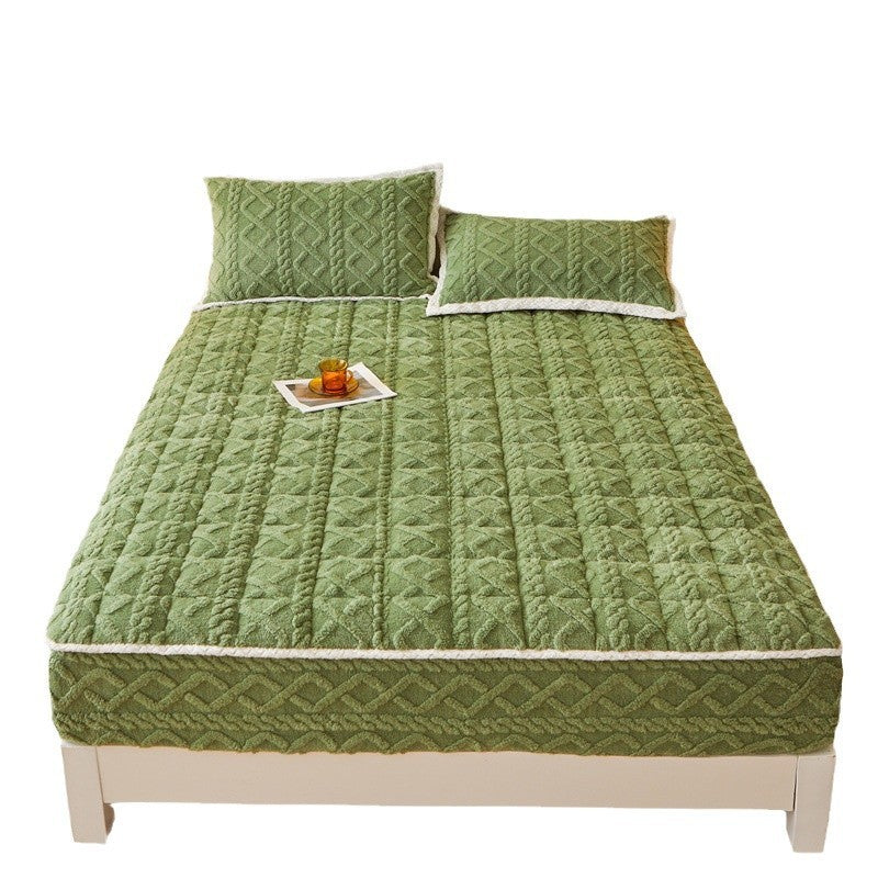 Three-dimensional Jacquard Quilted Fitted Sheet Tatami Milk Velvet Pad