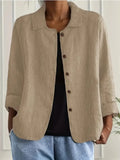 European And American Cotton And Linen Shirt Women's Casual Slimming Cardigan Coat