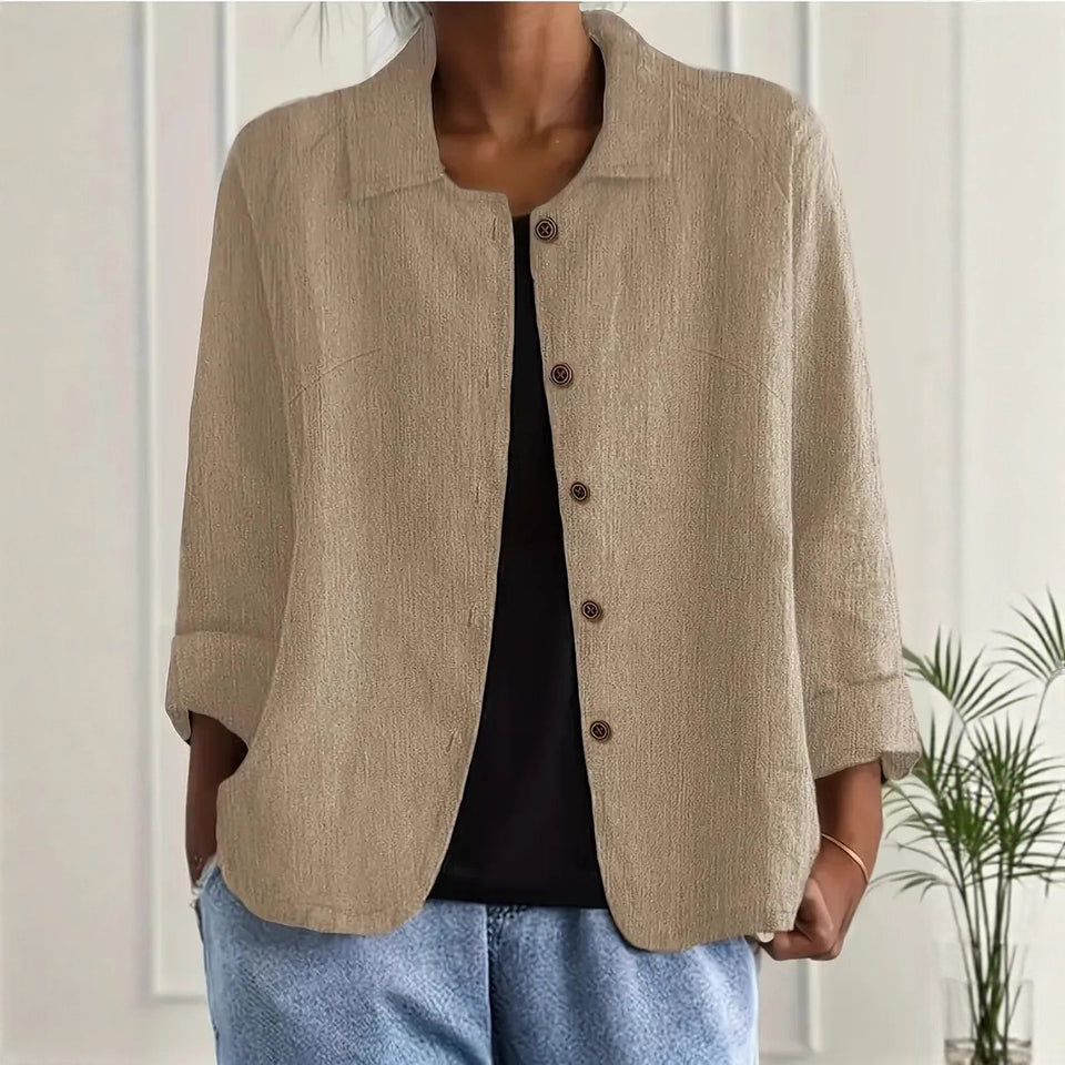 European And American Cotton And Linen Shirt Women's Casual Slimming Cardigan Coat
