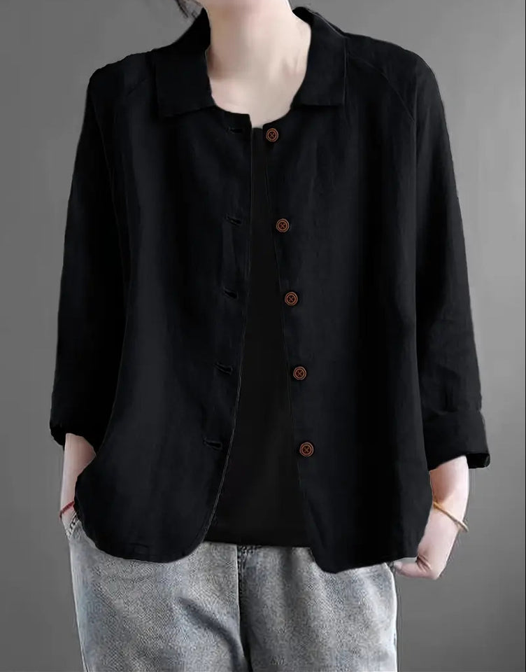 European And American Cotton And Linen Shirt Women's Casual Slimming Cardigan Coat