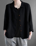 European And American Cotton And Linen Shirt Women's Casual Slimming Cardigan Coat