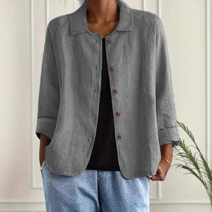 European And American Cotton And Linen Shirt Women's Casual Slimming Cardigan Coat