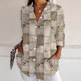Creative Loose Print Women's Long-sleeved Button Shirt