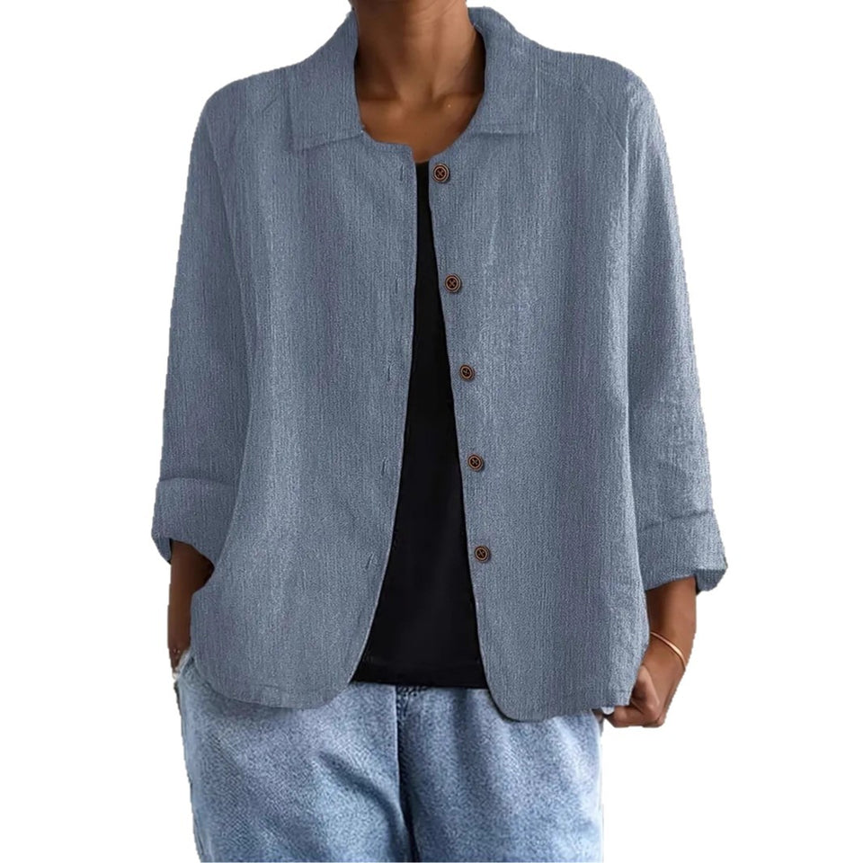 European And American Cotton And Linen Shirt Women's Casual Slimming Cardigan Coat