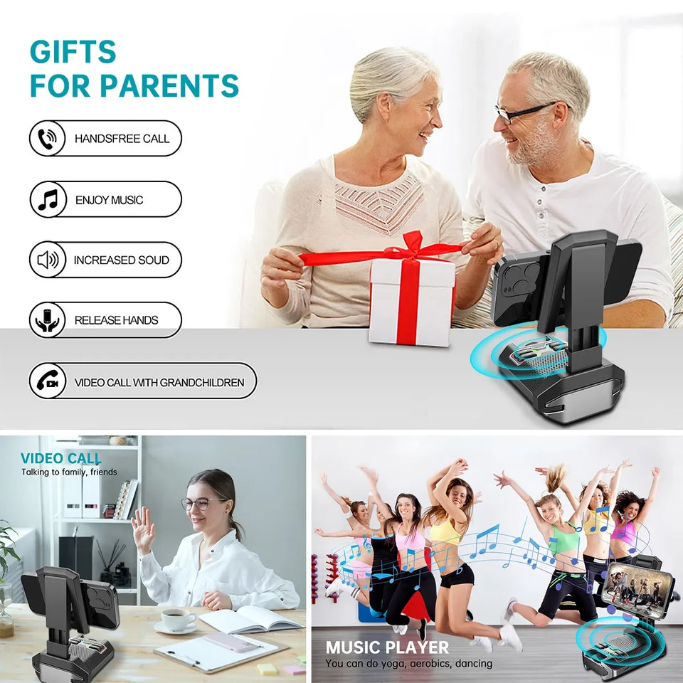 2IN1 Wireless Bluetooth Speaker With Cell Phone Stand Cool Anniversary Birthday Christmas Gifts for Dad Son Daughter Tech Gadget