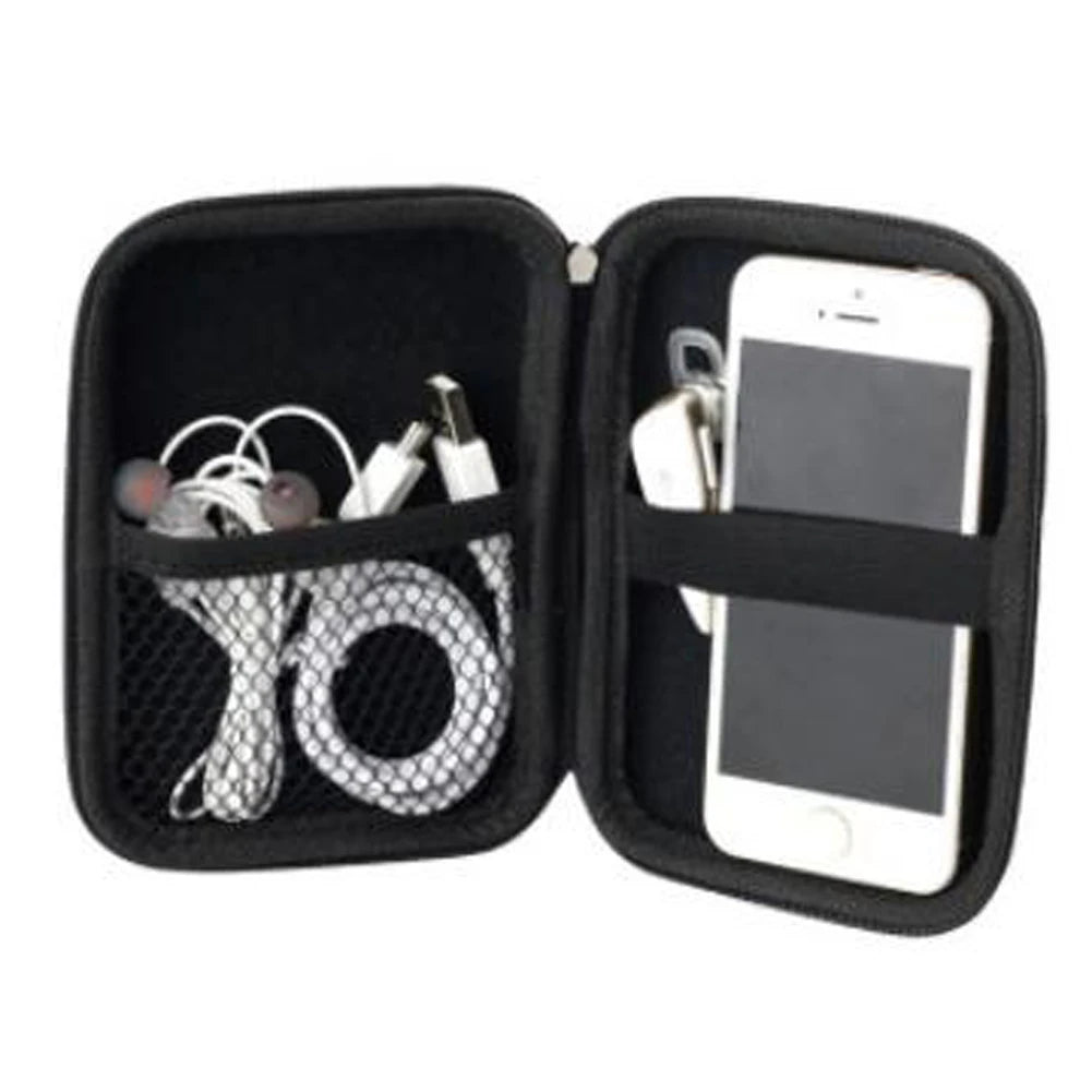 EVA Hard Carrying Case Charger U Disk Zipper Pouch Shockproof Tech Gadgets Portable Case Waterproof for Earphone/Charging Cable