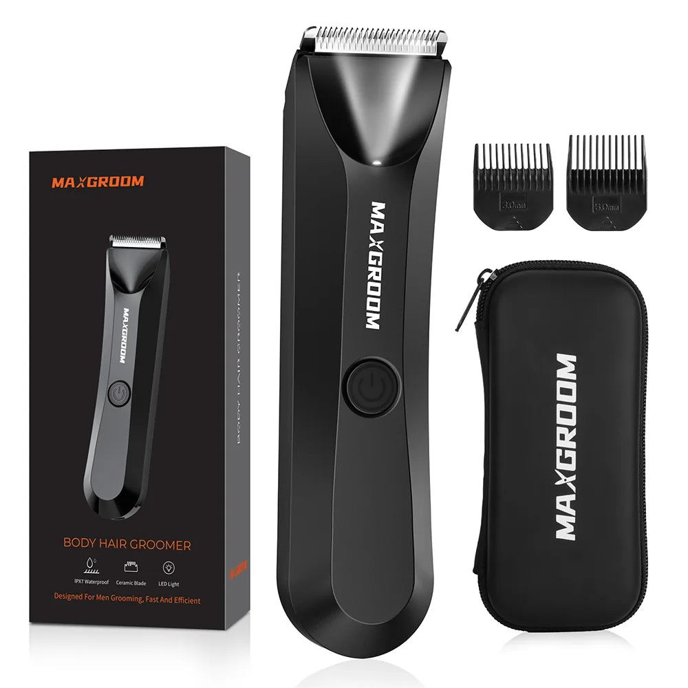 Body Hair Trimmer Shaver for Men Ball Trimmer for Groin Pubic Replaceable Ceramic Blade Electric IXP7Waterproof Clipper