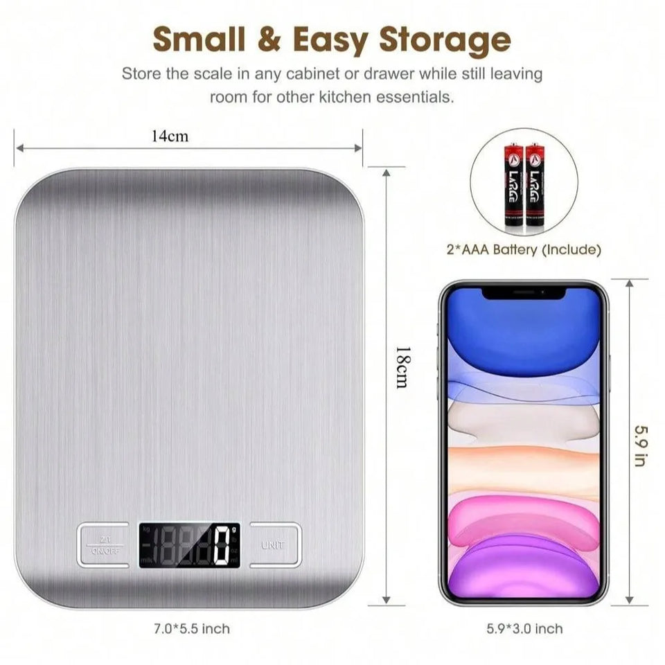 10kg Kitchen Scale,Digital Kitchen Scale with Tare Function, Electronic Coffee Brewing Scale, LCD Display Stainless Steel Screen