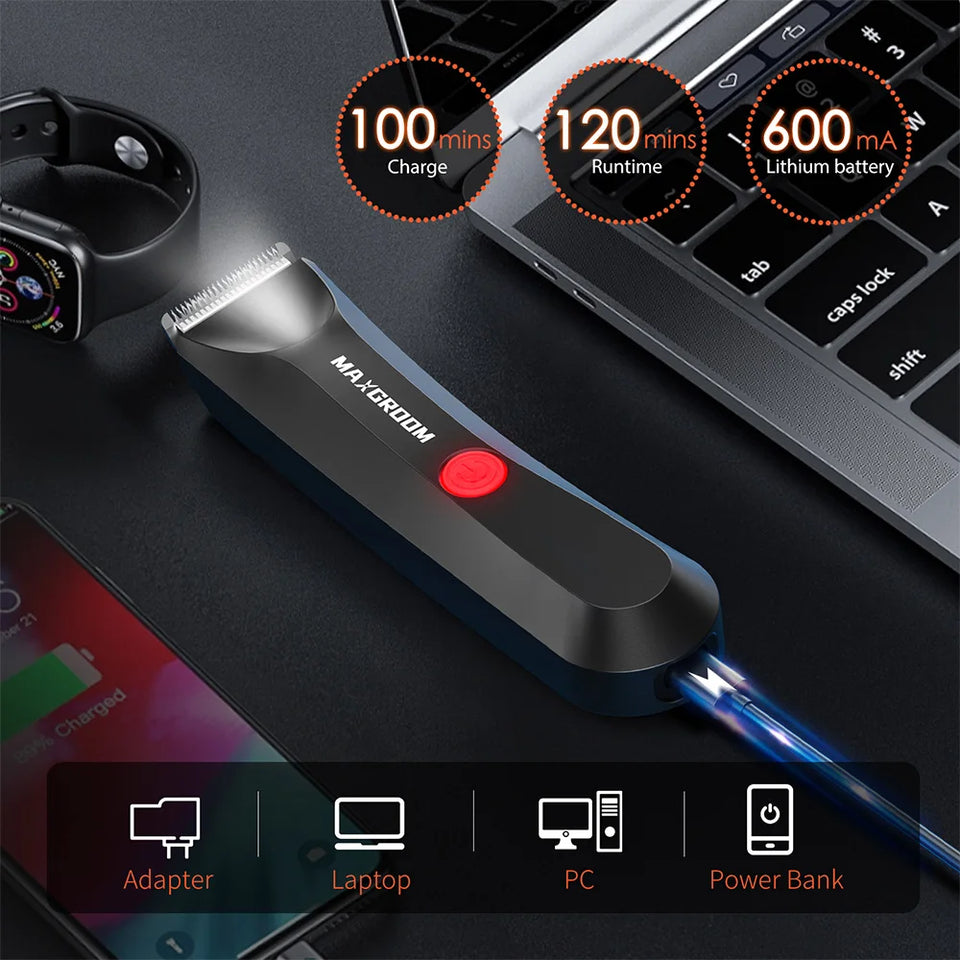 Body Hair Trimmer Shaver for Men Ball Trimmer for Groin Pubic Replaceable Ceramic Blade Electric IXP7Waterproof Clipper