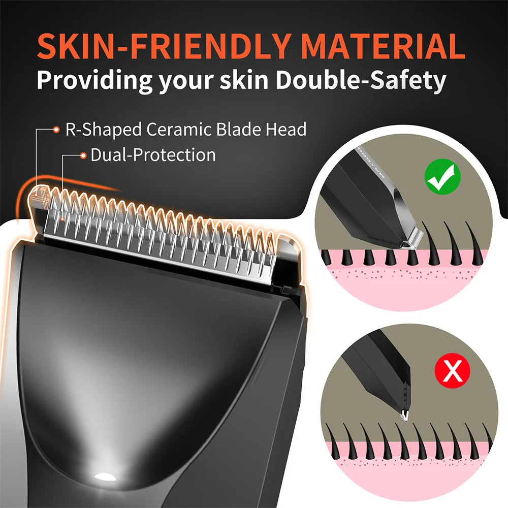 Body Hair Trimmer Shaver for Men Ball Trimmer for Groin Pubic Replaceable Ceramic Blade Electric IXP7Waterproof Clipper