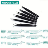 6pcs Precision Long Tweezers Set ESD Anti-Static Stainless SteelTweezers Repair Tools For Electronics Repair Soldering Craft