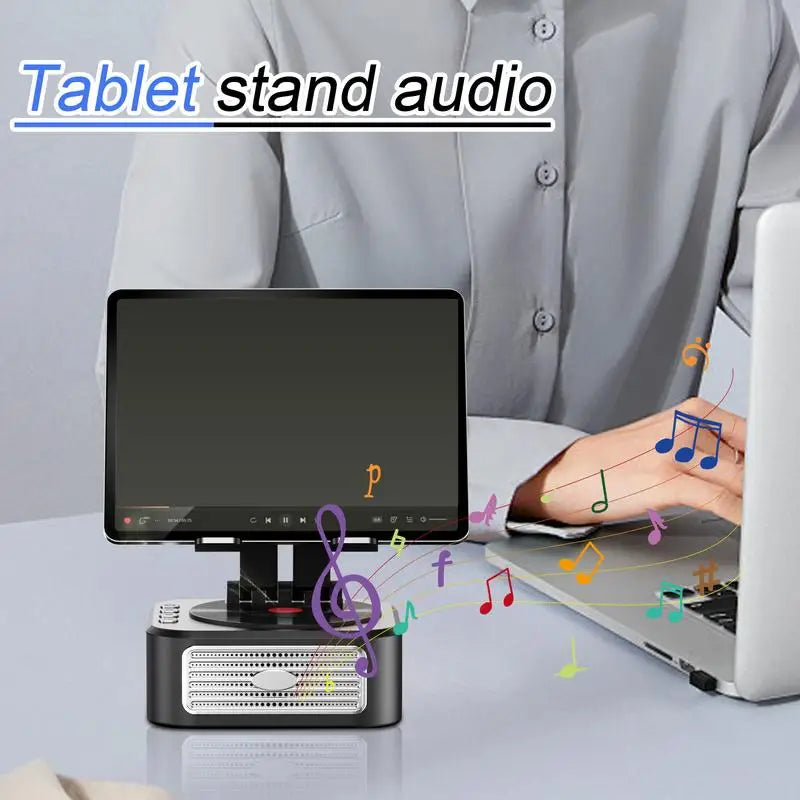 Phone Holder With Speaker Tablet Phone Holder With Wireless Speaker Anti-Slip Base Stereo Surround Sound Cool Tech Gadgets For