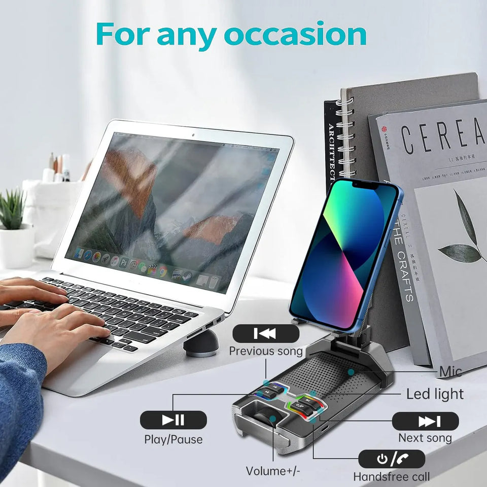 2IN1 Wireless Bluetooth Speaker With Cell Phone Stand Cool Anniversary Birthday Christmas Gifts for Dad Son Daughter Tech Gadget