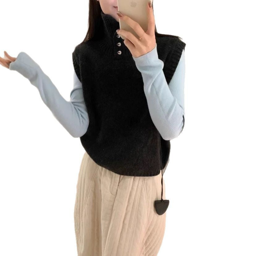 Versatile Artistic Mesh Sleeveless Knitted Vest