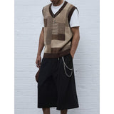 Men's Casual Collar Knitted Vest Geometric Pattern Sleeveless
