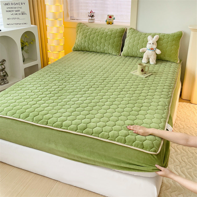 Three-dimensional Jacquard Quilted Fitted Sheet Tatami Milk Velvet Pad