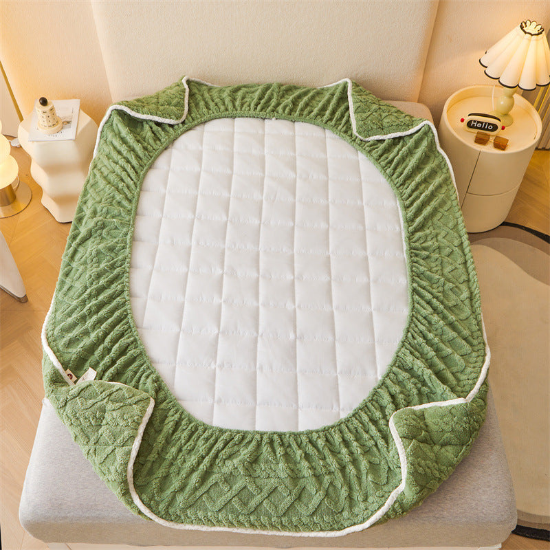 Three-dimensional Jacquard Quilted Fitted Sheet Tatami Milk Velvet Pad